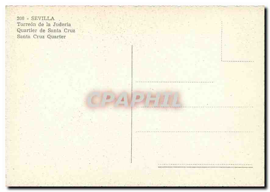 CPM Sevilla Terreon de la Juderia Quartier de Santa Cruz  — Rückseite