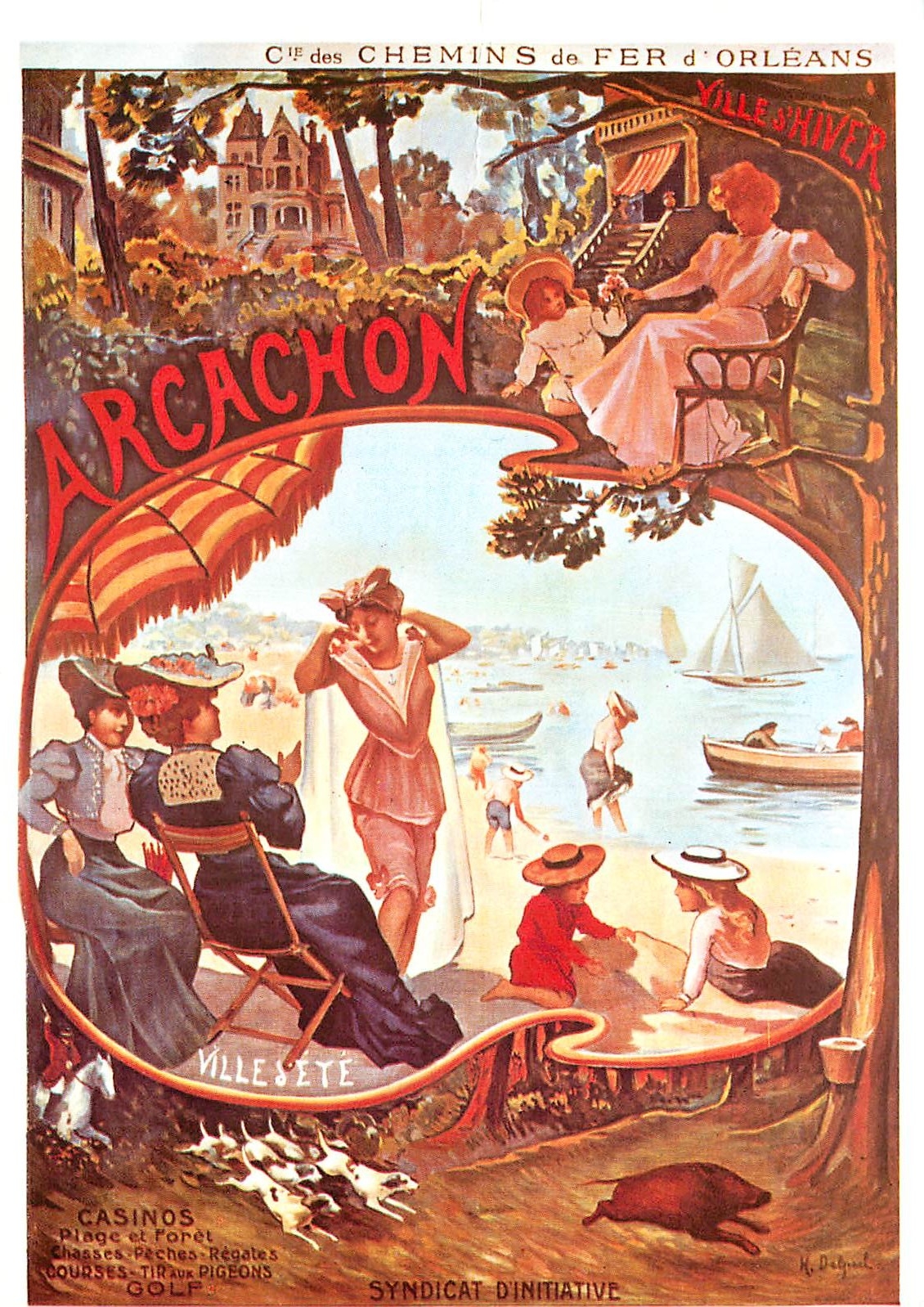 Arcachon — Ville hiver — Cie des Chemins de Fer d'Orléans, éditée par Delpech