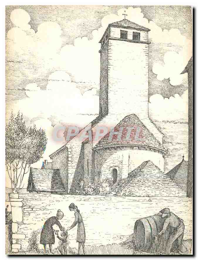 CPM St Clement sur Guye EGlise romane X XII siecle dessin de Michel Bouillot 