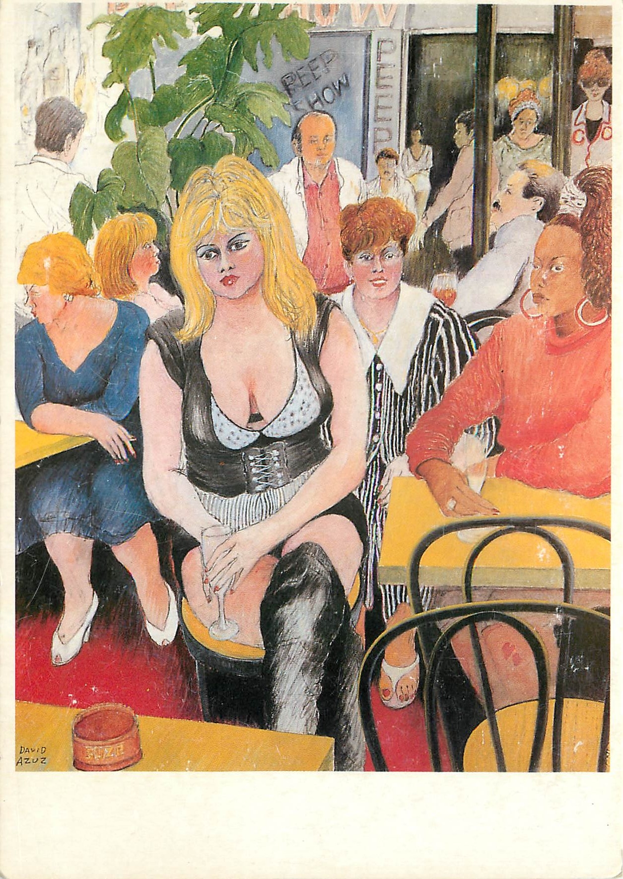 CPM David Azuz la Palette cafe rue Saint Denis Paris 