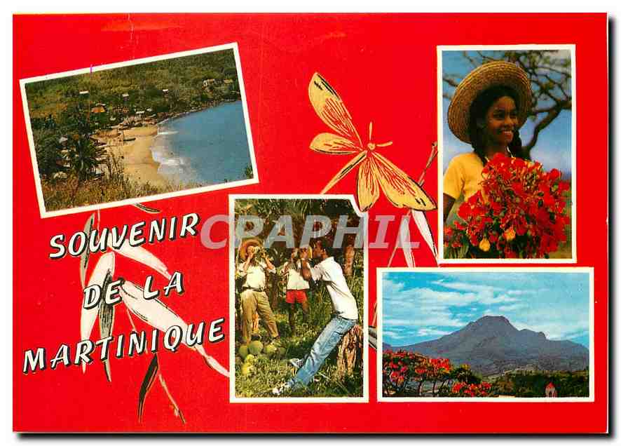 CPM Village de pecheurs l'eau decoco La Montagne Pelee Enfants au flamboyants Martinique