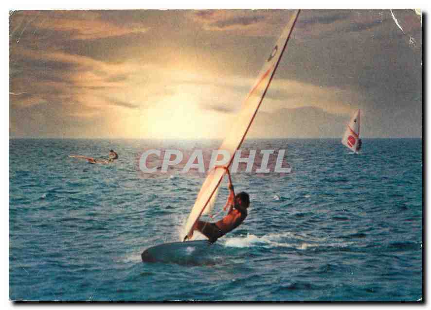 CPM La Cote d'Azur Coucher de Soleil Planche a voile