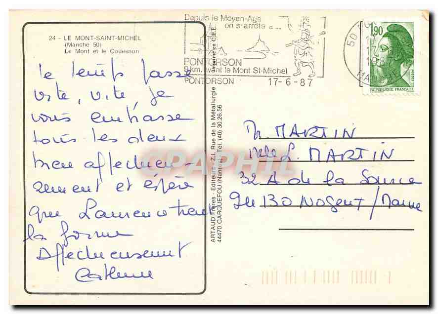 CPM Le Mont Saint Michel Manche Le Mont et le Couesnon  — Verso