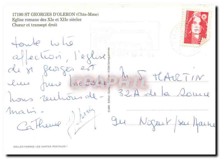 CPM St Georges d'Oleron Chte Mme Eglise romane Choeur et transept droit  — Back