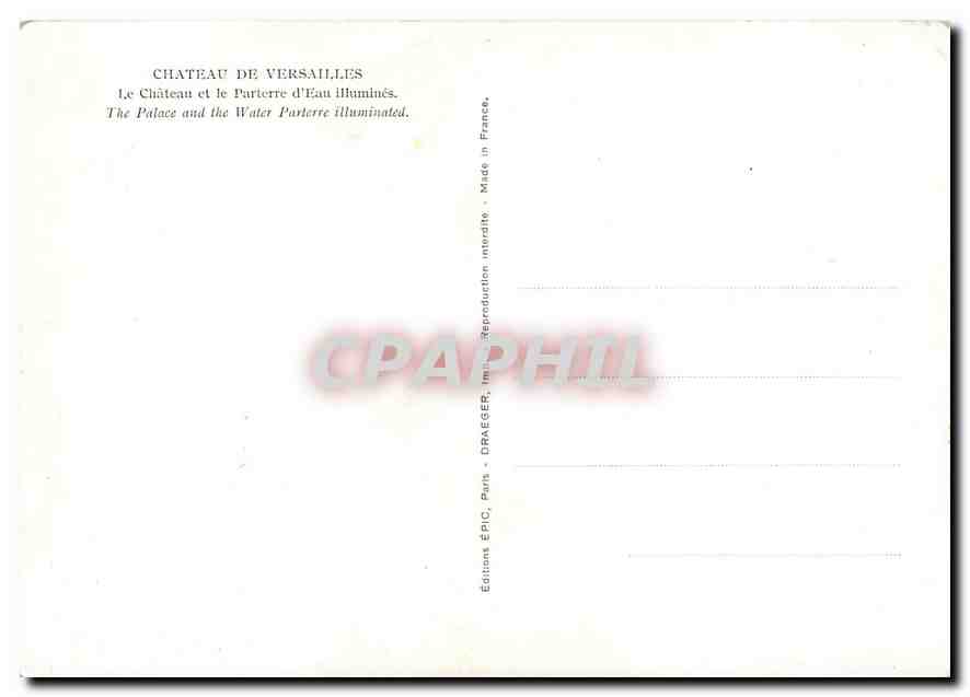 CPM Chateau de Versailles Le Chateau et le Parterre d'Eau Illumines  — Verso