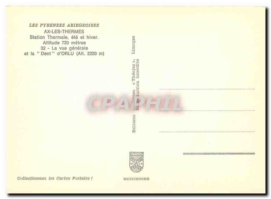 CPM Les Pyrenees Ariegeoises Ax les Thermes Station Thermale ete et hiver La vue generale  — Rückseite