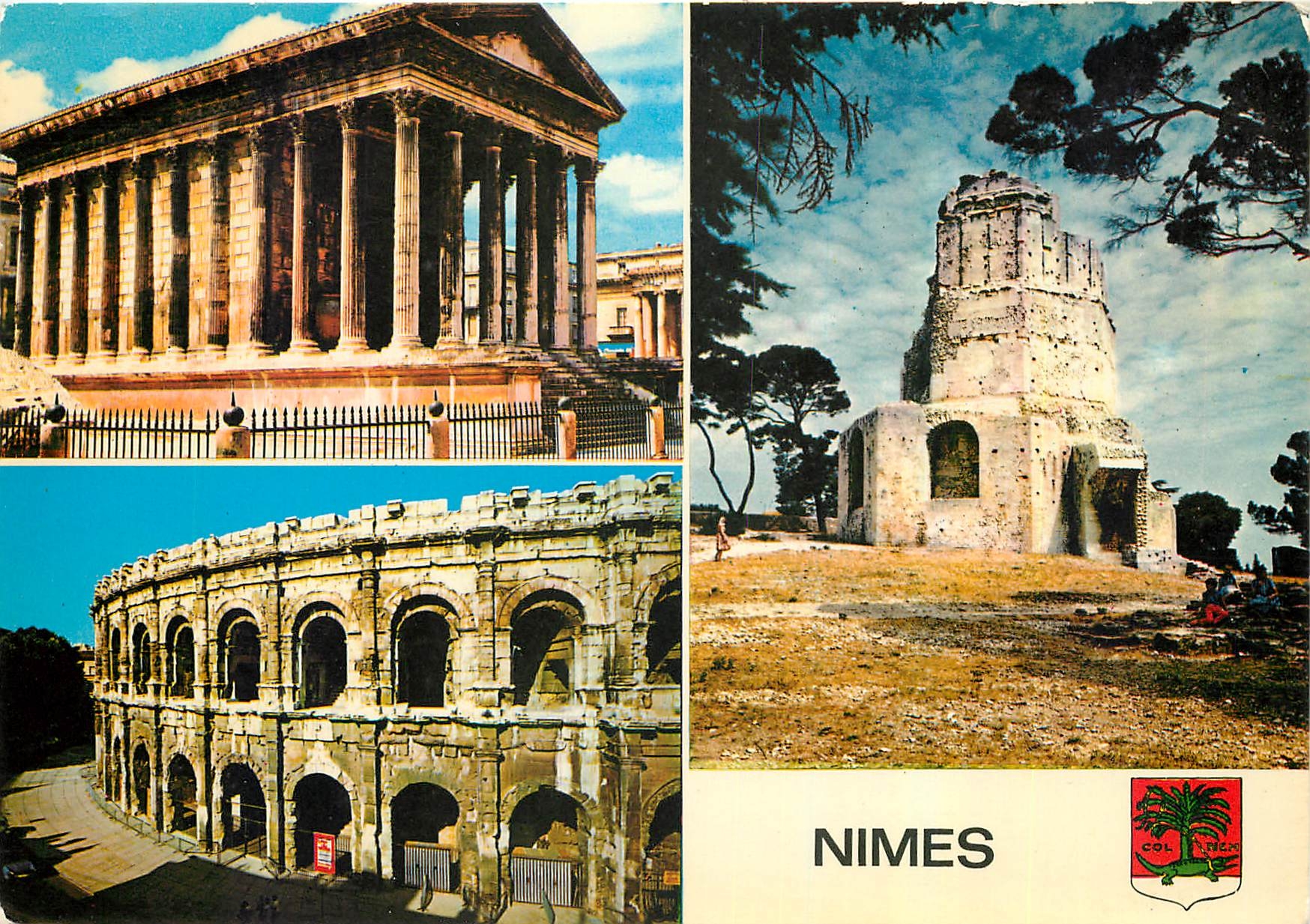 CPM Nimes Gard La Rome Antique La Maison Carree Ls Arenes La Tour Magne 
