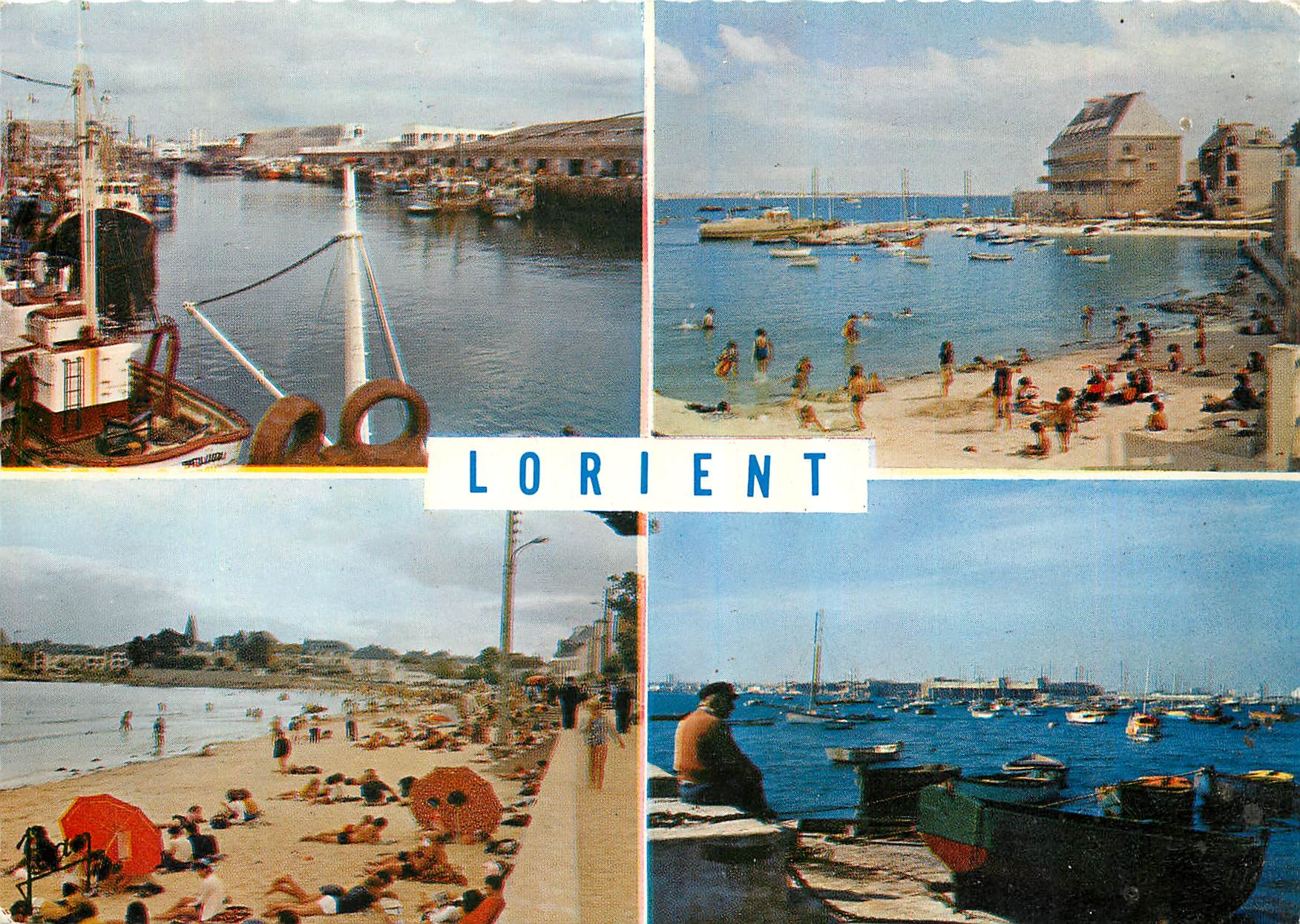 CPM La Bretagne Lorient Le Port Le Petit Port La plage de Toulhars Base sous marine vue de Kernevel 