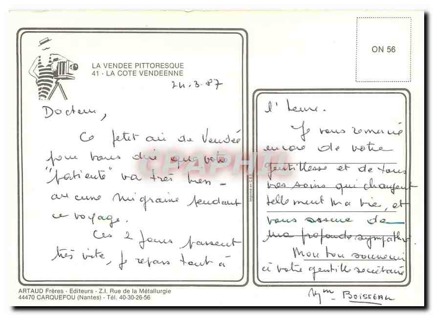 CPM La Vendee pittoresque La Cote Vendeenne  — Back