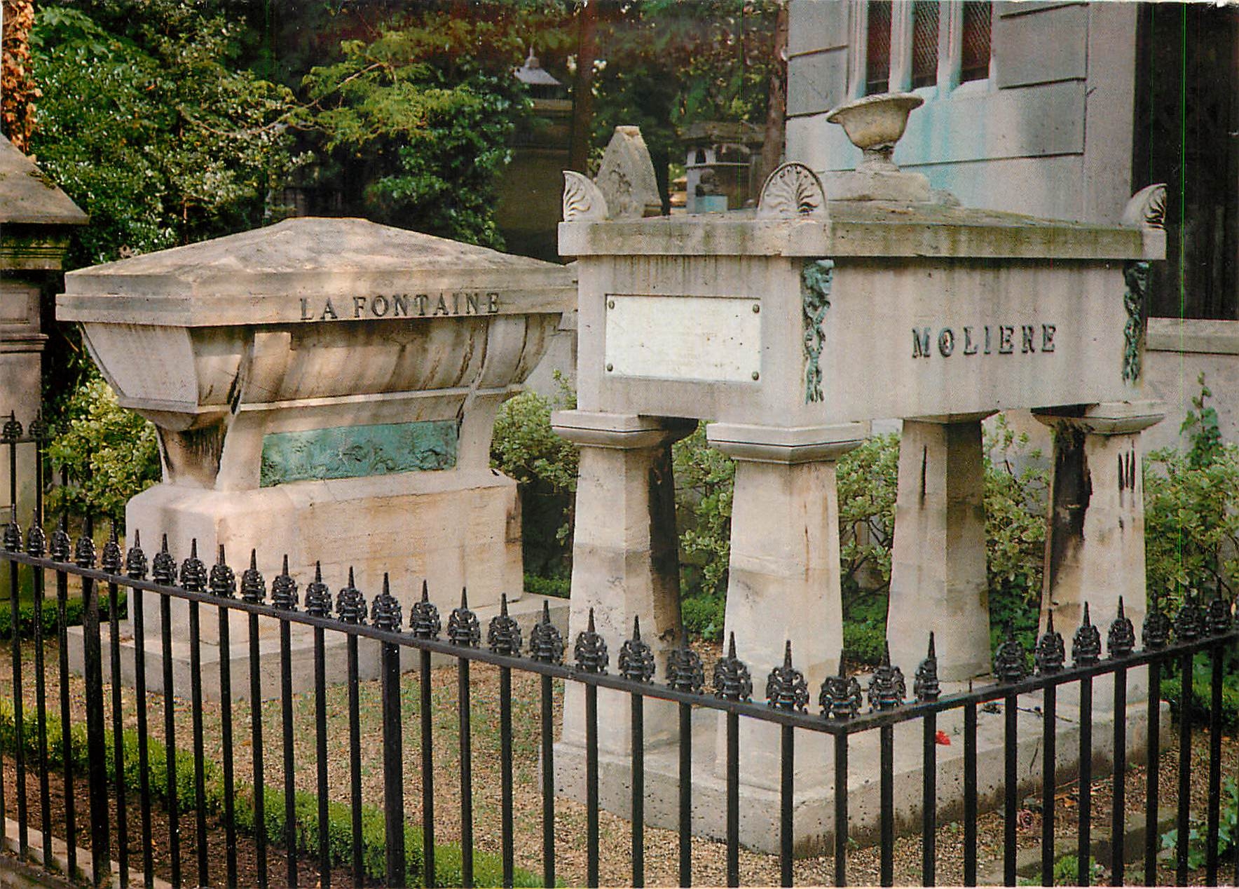 CPM Moliere et la Fontaine Paris Pere Lachaise