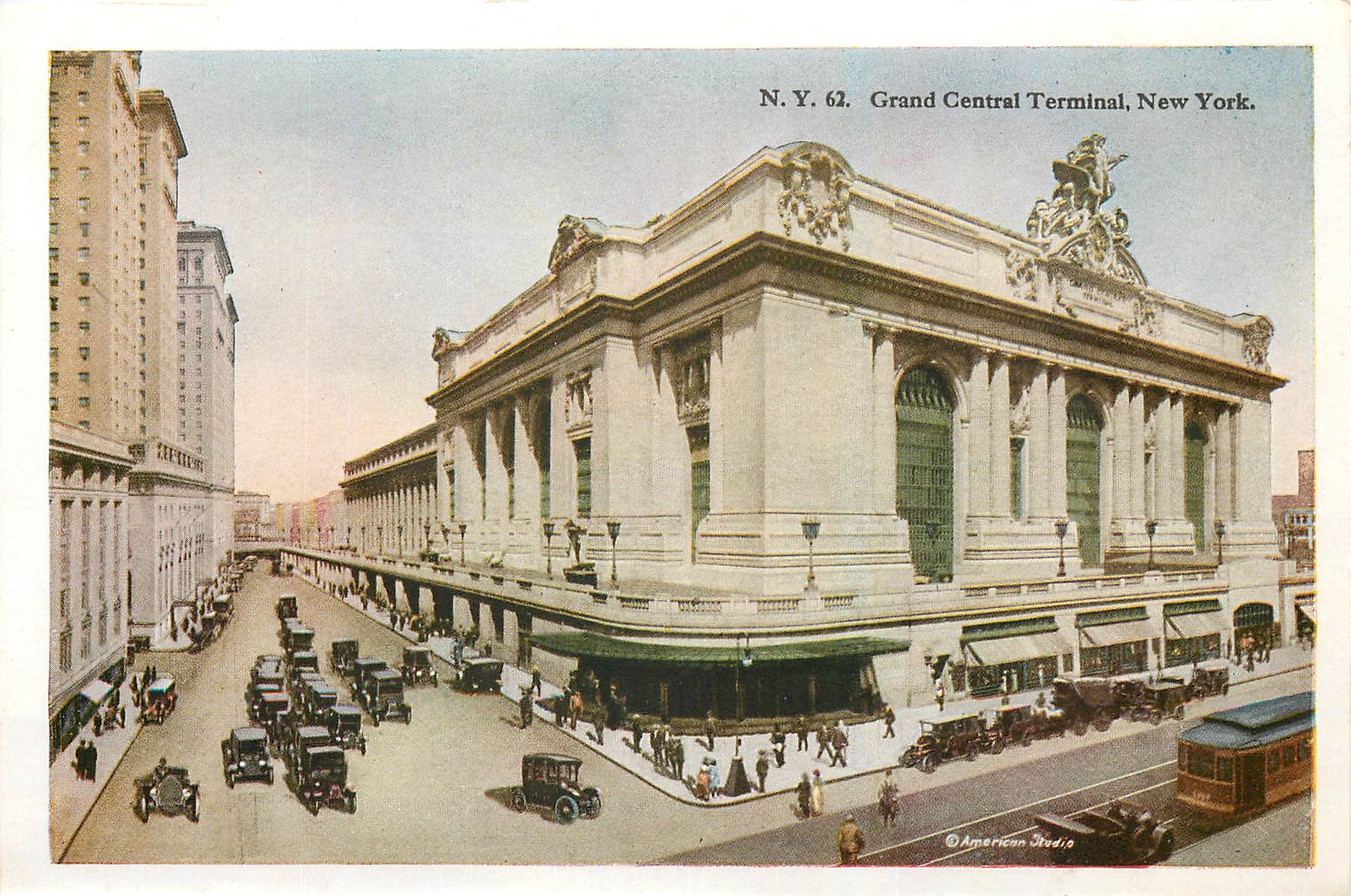 CPM Grand central Therminal New York Skyline of Lower New York as seen from Jersey City 
