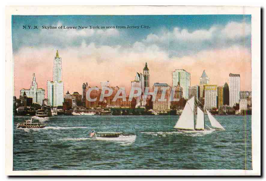 CPM Grand central Therminal New York Skyline of Lower New York as seen from Jersey City  — Rückseite