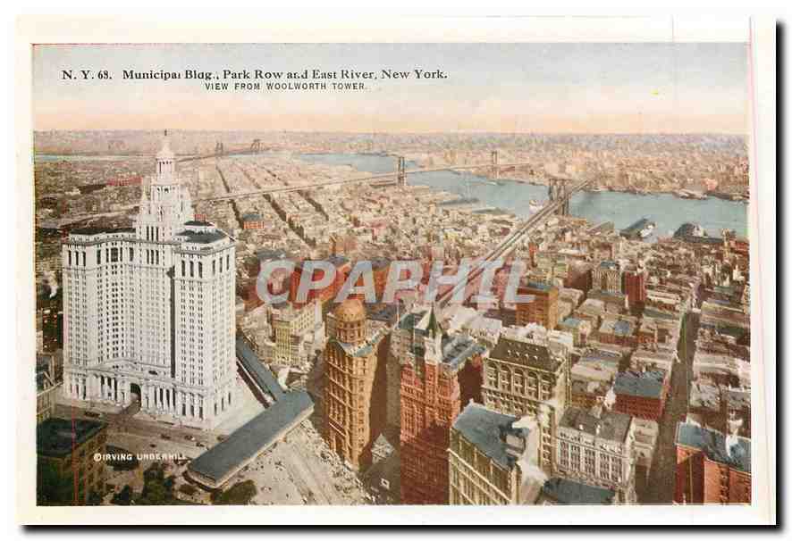 CPM Elevated Curve at 110th Street New York Municipal Park Row and East River New York  — Rückseite