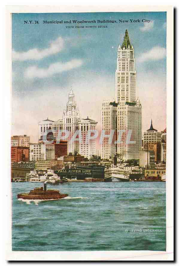 CPM The Library Columbia University New York City Municipal and Woolworth Buildings New York City  — Back