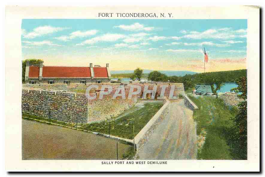 CPM The log House Fort Ticonderoga Sally Port and West Demilune  — Verso