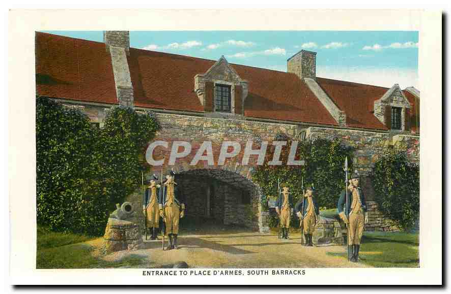 CPM The French Lines Entrance to Place d'Armes South Barracks  — Verso