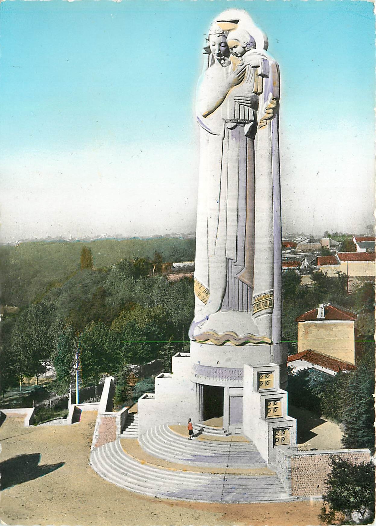 CPM Sanctuaire de Notre Dame du Sacre Coeur Le Mas Relief La Vierge Monumentale 