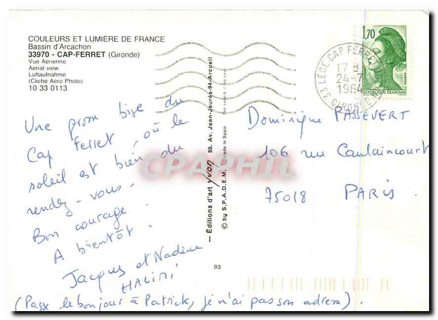 Cap-Ferret — Bassin d'Arcachon — Vue aérienne — Éditions d'art Yvon — Rückseite