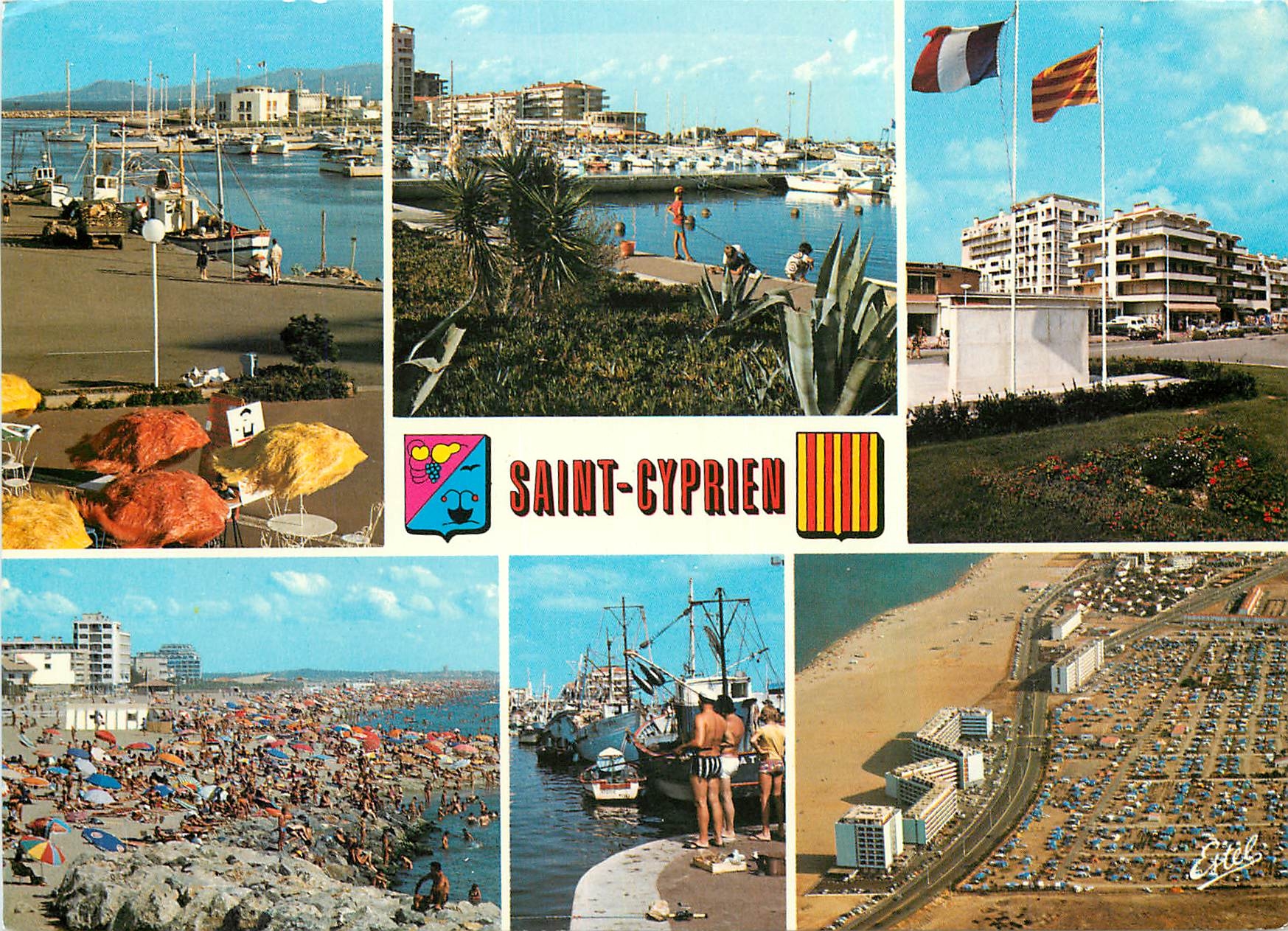 CPM La Cote Vermeille Saint Cyprien Pyrenees Orientales Le front de mer La plage 