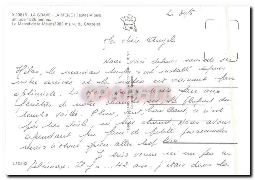 CPM La Grave La Meije Hautes Alpes Le Massif de la Meije  — Rückseite