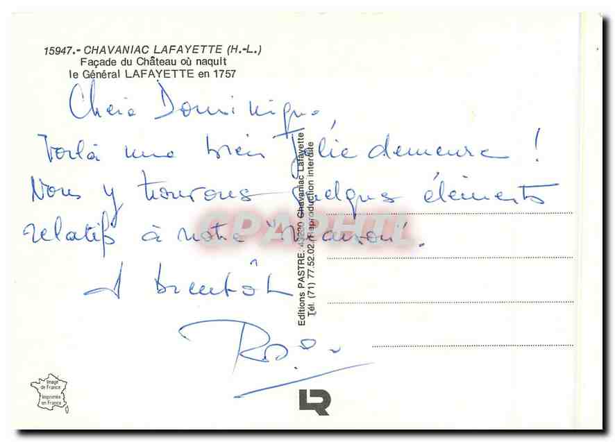 CPM Chavaniac Lafayette H L Facade du Chateau ou naquit le General Lafayette  — Back