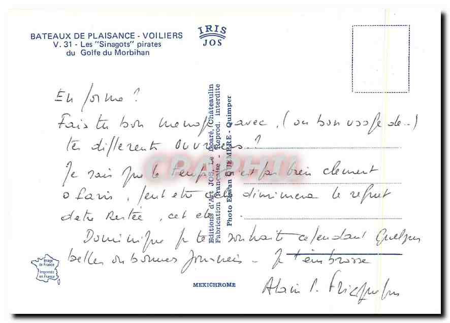 Bateaux de plaisance - Voiliers V.31 - Les 'Sinagots' pirates du Golfe du Morbihan — Éditions d'Art JOS. de Châteaulin — Rückseite