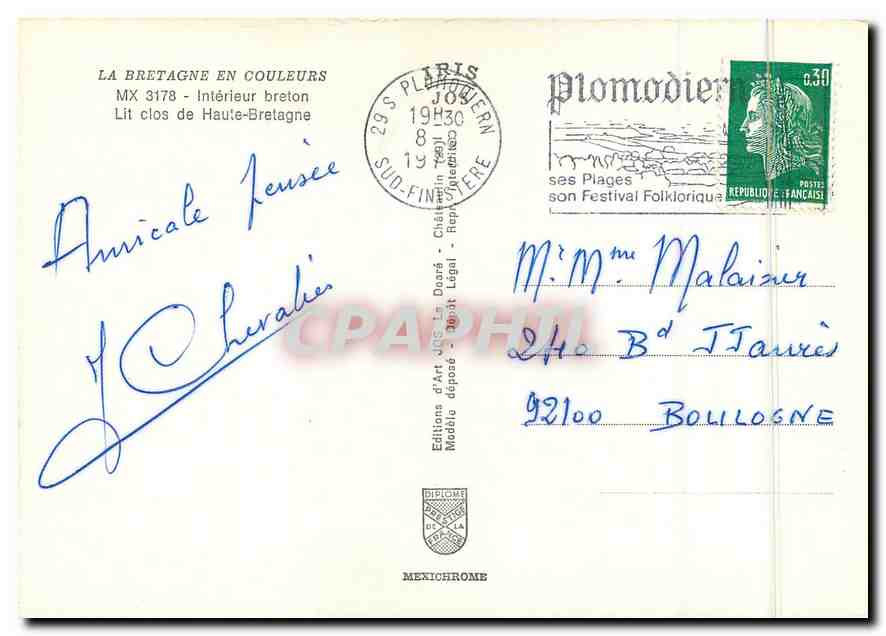 CPM La Bretagne en Couleurs Interouer Breton Lit clos de Haute Bretagne  — Rückseite