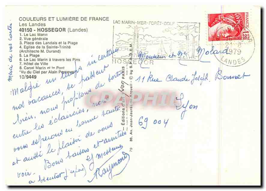 CPM Couleurs et Lumiere de France Les Landes Hossegor Landes Le Lac Marin Vue generale Place des Lan — Rückseite