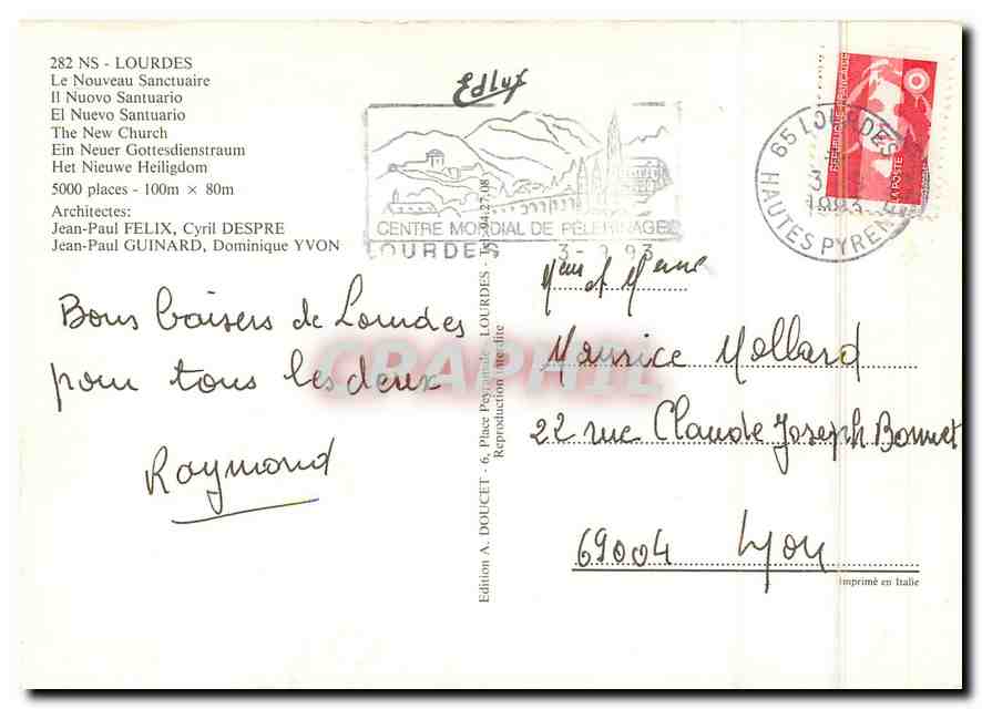 CPM Lourdes Le Nouveau Sanctuaire  — Verso