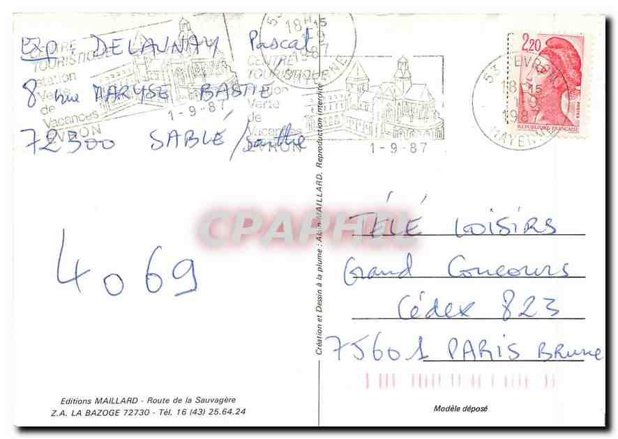 CPM Sable Eglise Notre Dame et le Port  — Rückseite