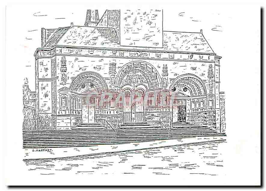 CPM Eglise de Vouziers Dessin offert 