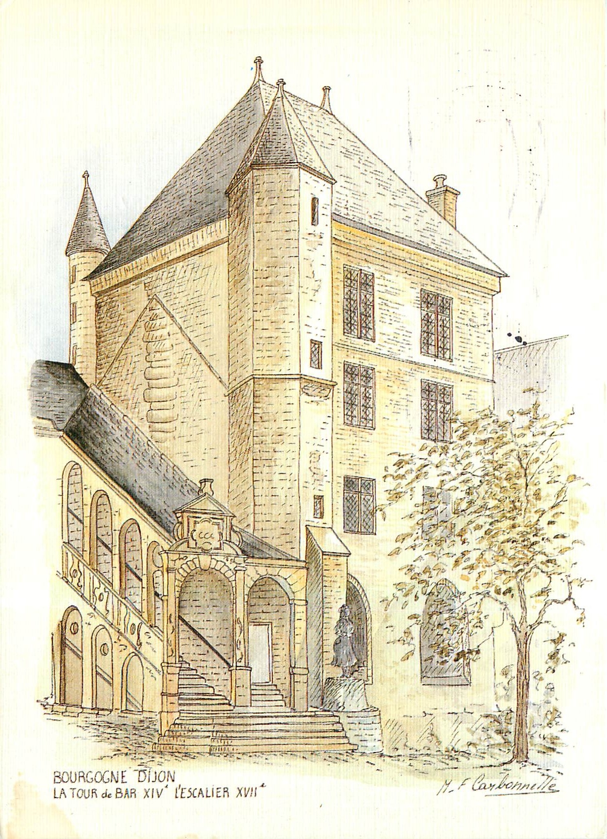 CPM Bourgogne Dijon La Rour du Bar l'Escalier 