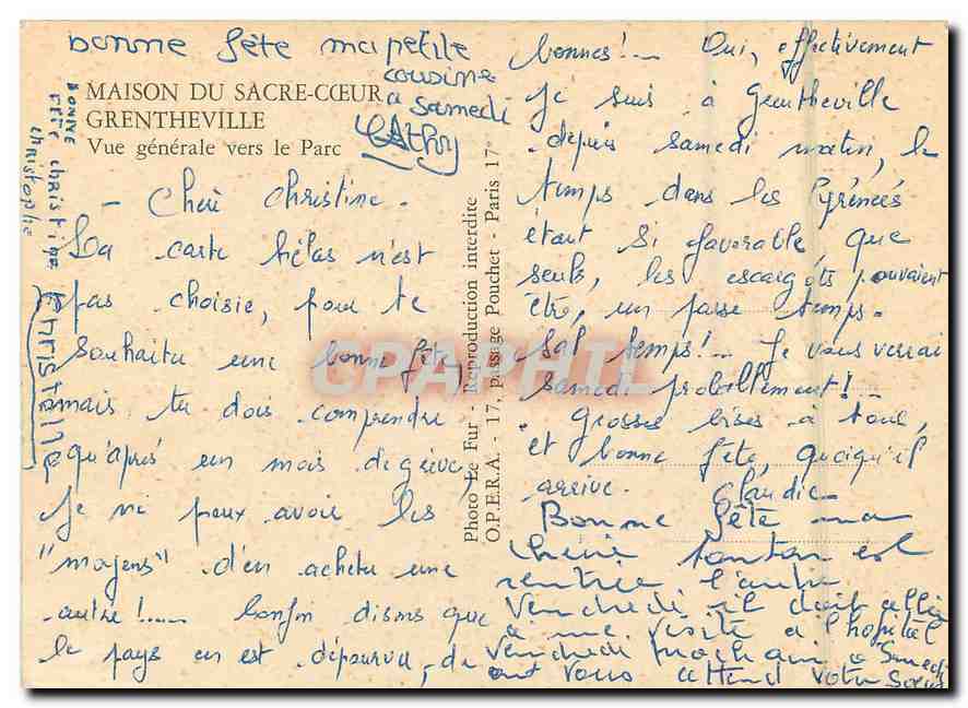 CPM Maison du Sacre Coeur Grentheville Vue generale vers le Parc  — Verso