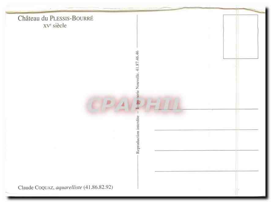 CPM Chateau du Plessis Bourre  — Rückseite