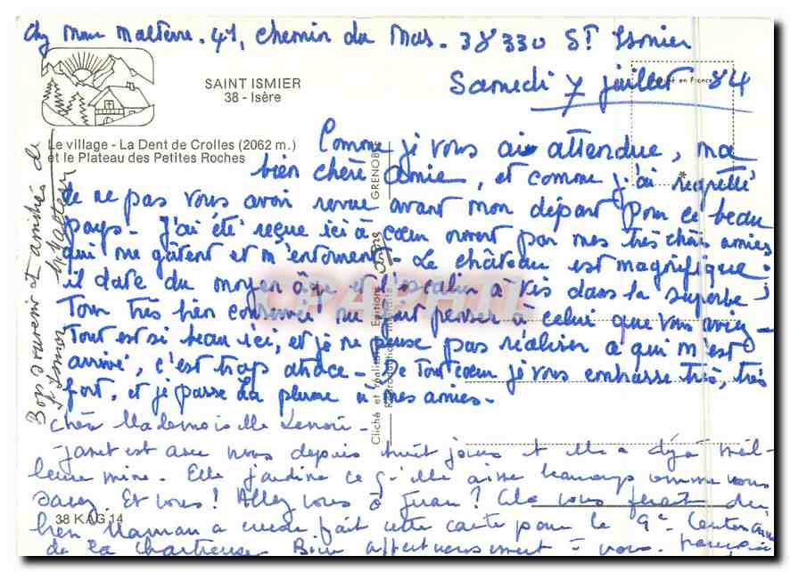 CPM Saint Ismier Isere Le village La Dent de Crolles et le Plateau des Petites Roches  — Rückseite