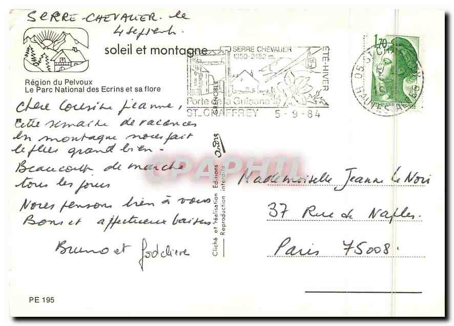 CPM Soleil de Montagne Region du Pelvoux Le Parc National des Ecrins et sa flore  — Rückseite