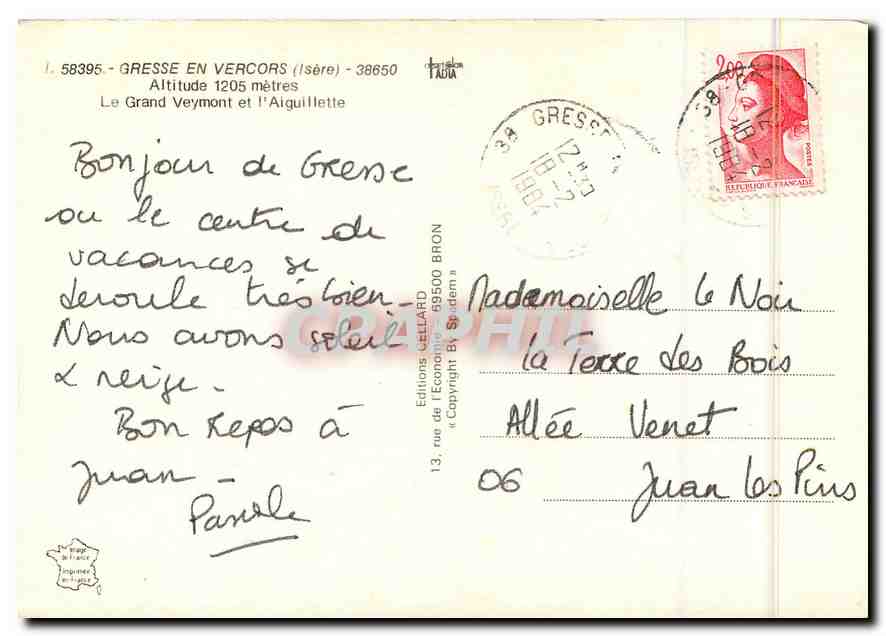 Gresse-en-Vercors — Le Grand Veymont et l'Aiguillette — Éditions Cellard — Rückseite