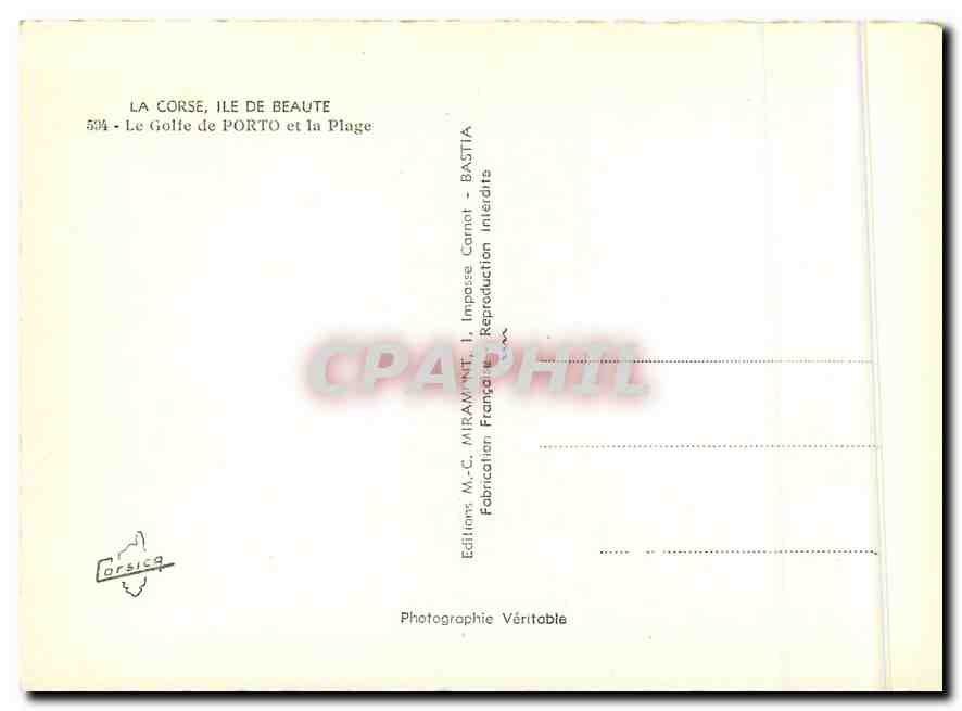 CPM La Corse Ile de Beaute Le Golfe de Porto et la Plage  — Rückseite