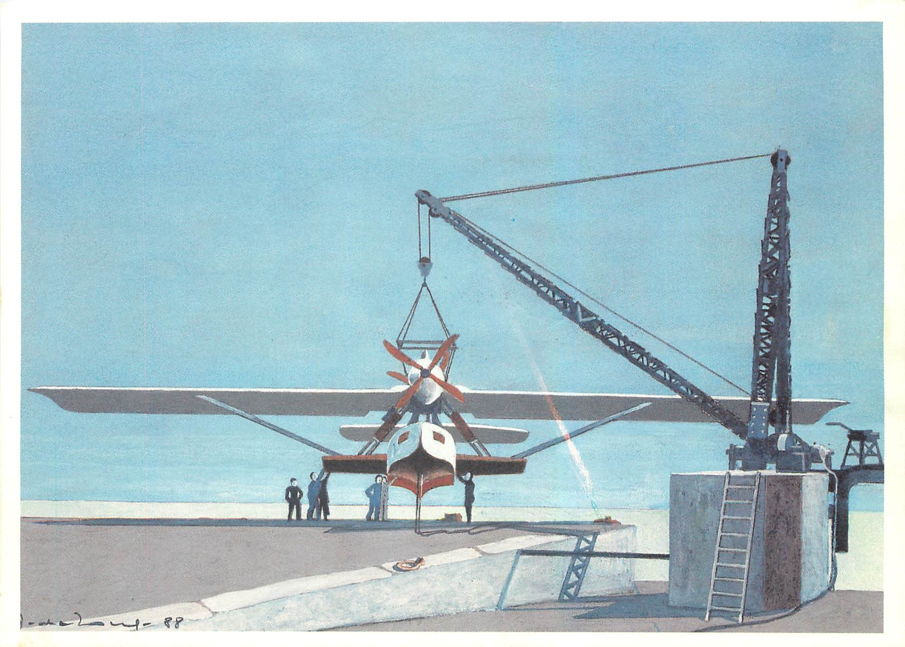 CPM Hydravion postal mis en service la ligne Marseille Alger Avion Aviation