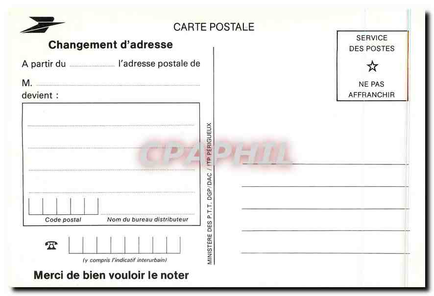 CPM Ecrire c'Est Faire des Heureux PTT — Rückseite