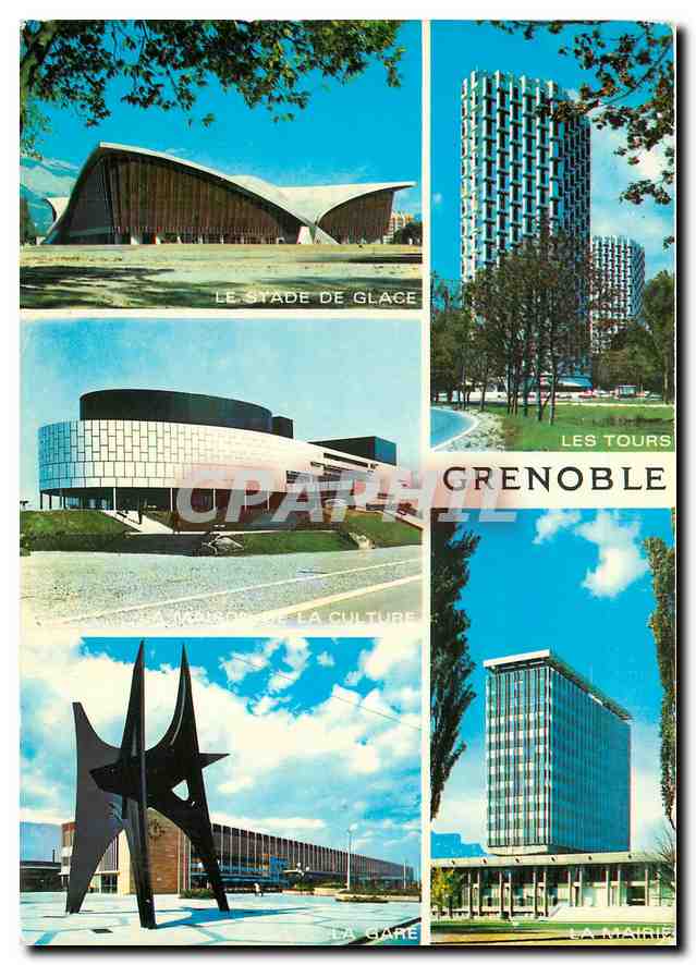 Grenoble — Le Stade de Glace, Les Tours, La Gare, La Mairie — Édition CPAPHIL