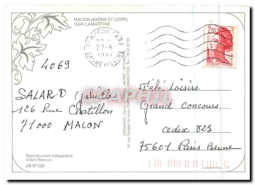 CPM Macon Saone et Loire Quai Lamartine  — Rückseite