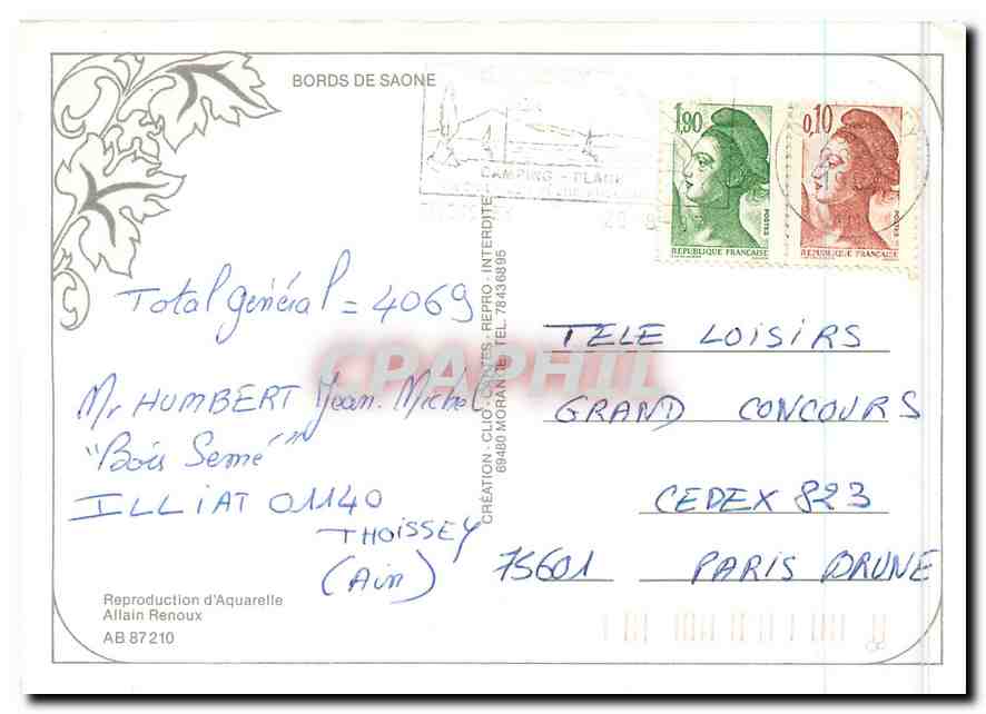 CPM Bords de Saone  — Verso