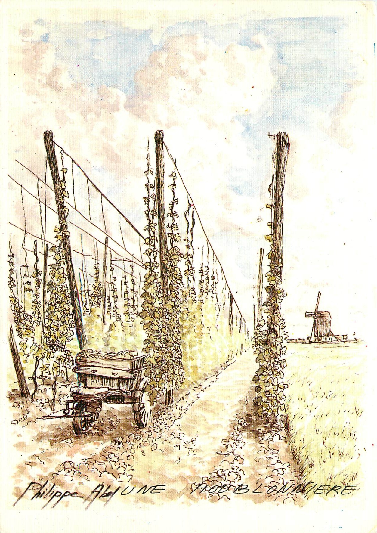 CPM Paysage du Nord Pas de Calais Aquarelle de Philippe Abel 