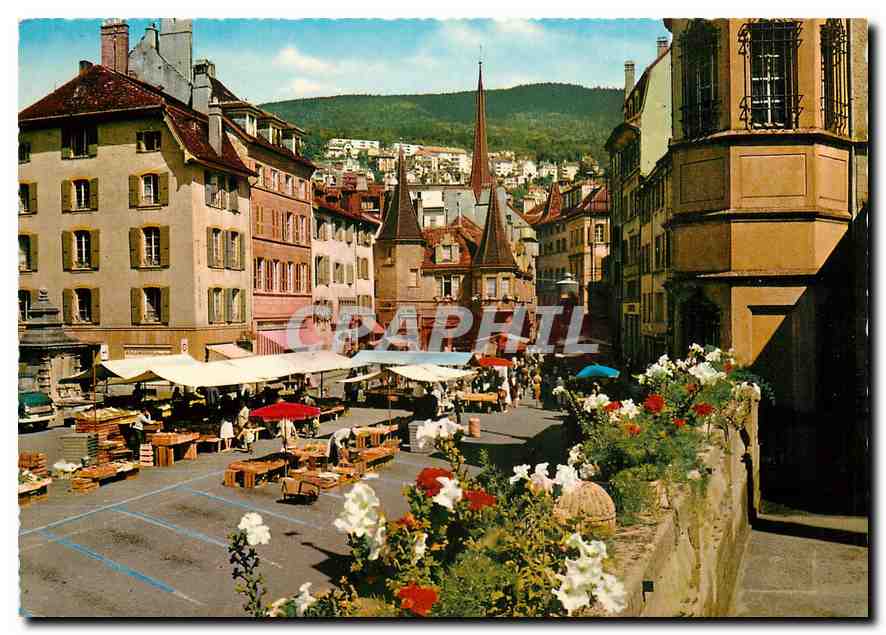 CPM Neuchatel La Place et la Maison des Halles 