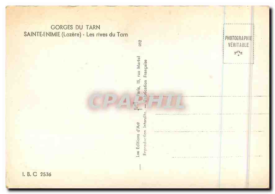 CPM Gorges du Tarn Sainte Enimie Lozere Les rives du Tarn  — Rückseite