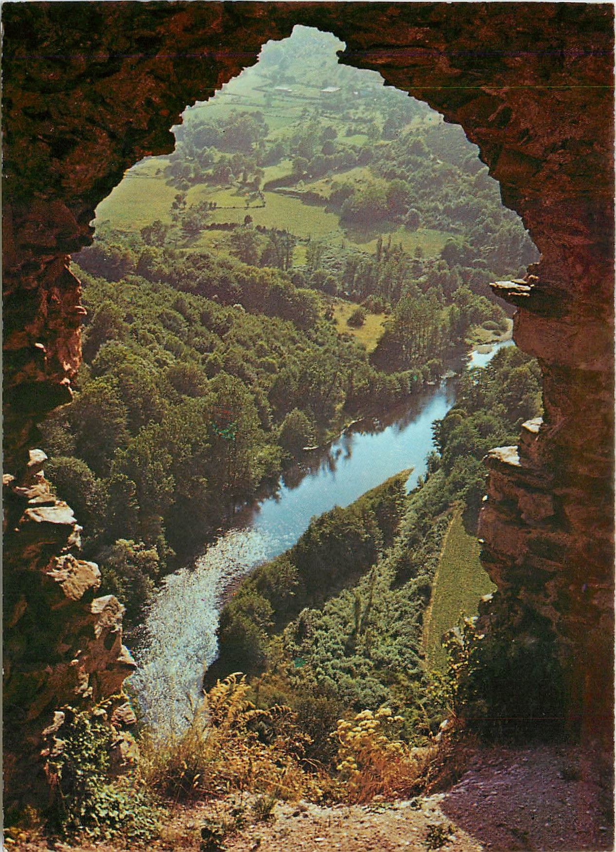 CPM l'Auvergne Pittoresque Regard sur la vallee par une breche des murs en ruines de Chateau Rocher 