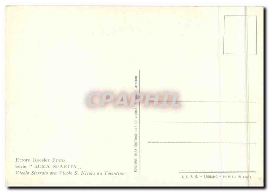 CPM Roma Sparta Vicolo Sterralo ora Vicolo S Nicola du Tolentino  — Rückseite