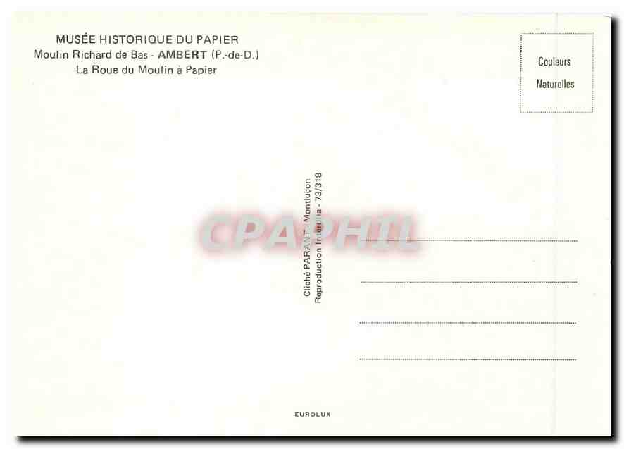 Moulin Richard de Bas — Ambert (P.-de-D.) — Cliché PARANT - Montiuccon — Verso