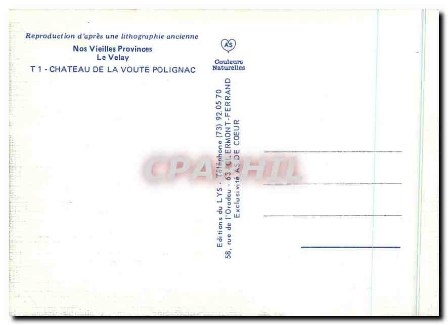 CPM Nos Vieilles Provinces Le Velay Chateau de la Voute Polignac  — Rückseite